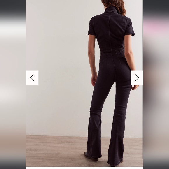 Free People Black Denim We The Free Jayde Flare Jumpsuit - Picture 3 of 8